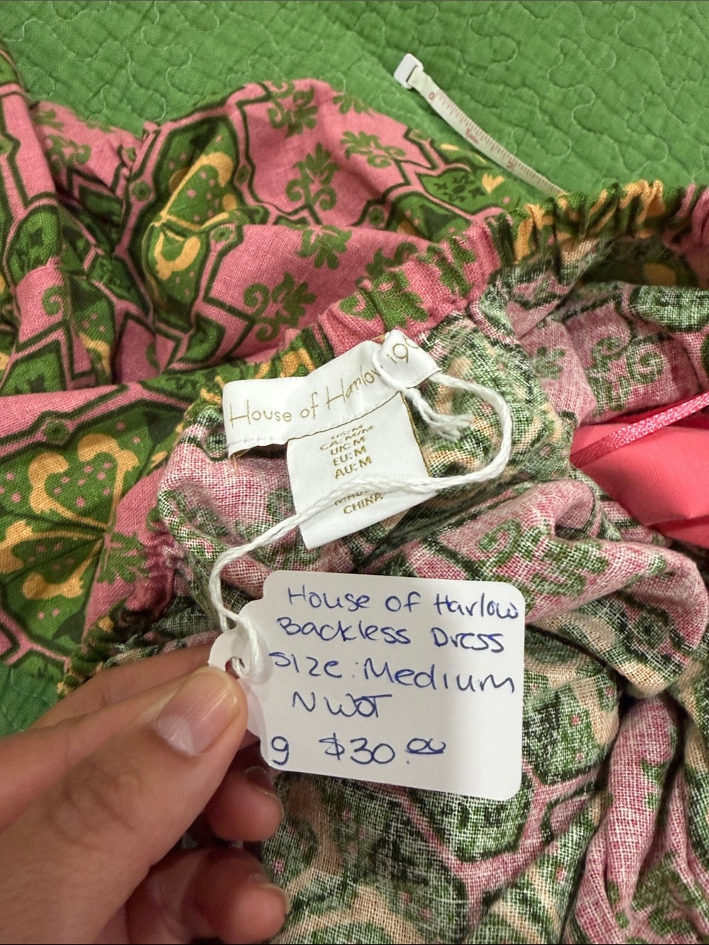 House of Harlow 1960 Pink & Green Paisley Midi Dress